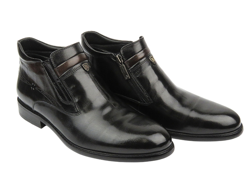 Eleganckie Botki Męskie - JOHN DOUBARE YGFR-Z106-305-1 Czarne Na Zamek