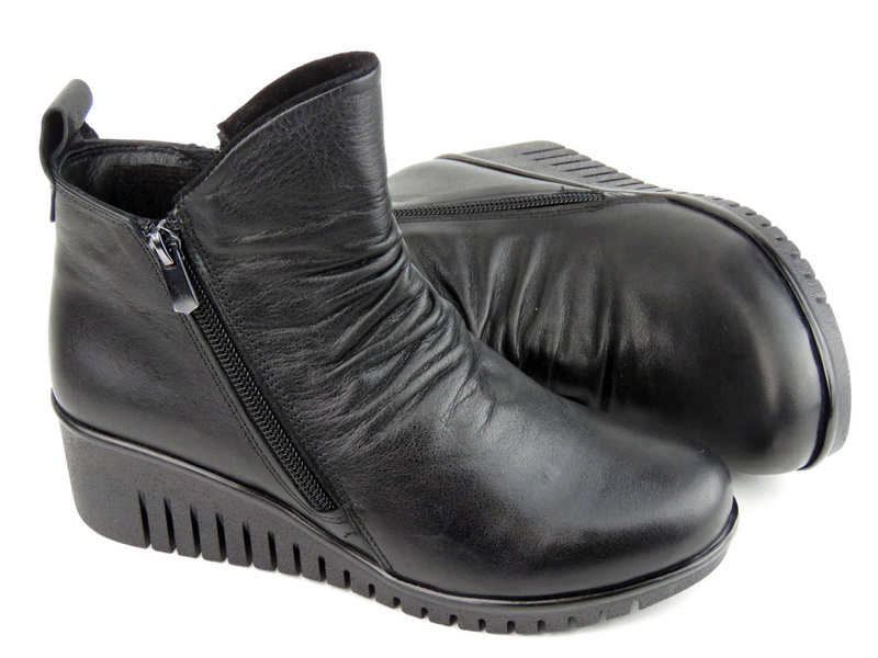 Botki damskie na dwa suwaki - COMFORTABEL 962319, czarne
