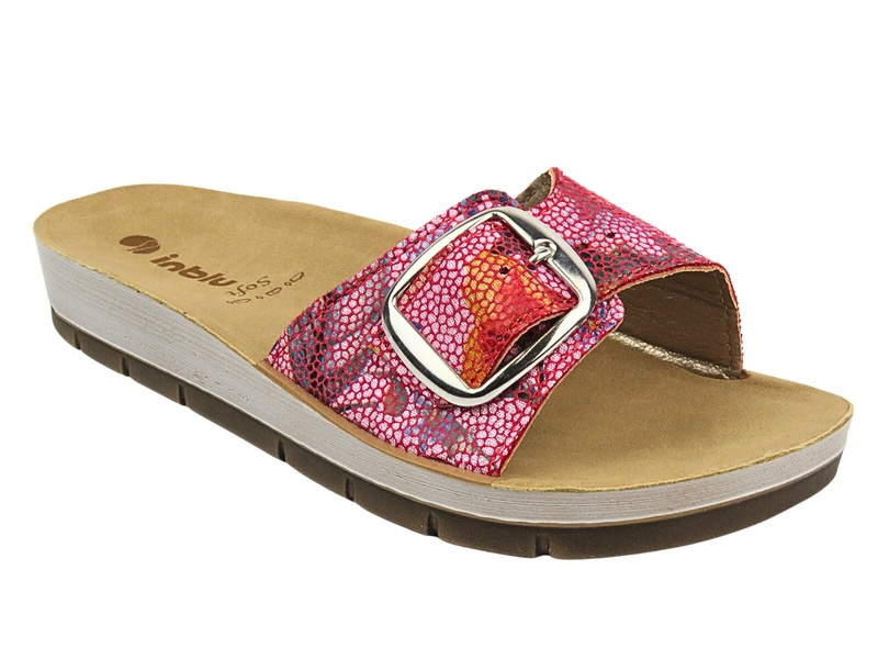 Klapki Damskie Z Klamrą INBLU ELBA Czerwone Wsuwane