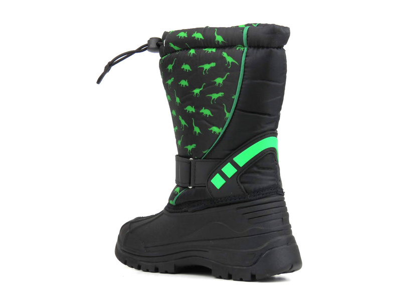 Śniegowce, buty zimowe dziecięce - WOJTYŁKO 23041, czarne w dinozaury