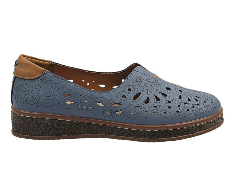 Skórzane Półbuty damskie granatowe Nika Komfort 24PB32-7007