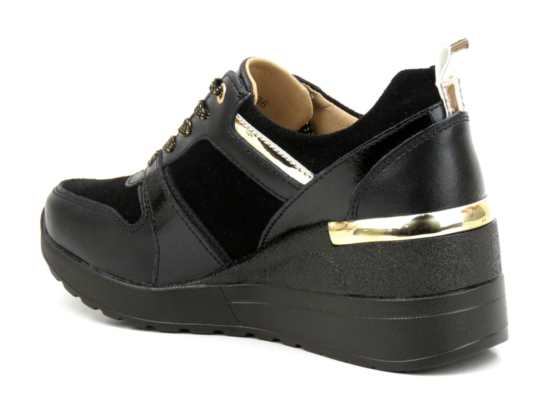 Sneakersy, buty sportowe damskie S. BARSKI AL21405, czarne