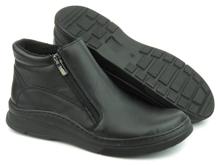 Botki damskie na dwa suwaki - HELIOS Komfort 595, czarne