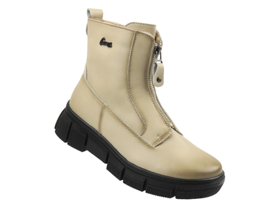 Wygodne botki damskie ze skóry Cambell, beżowe