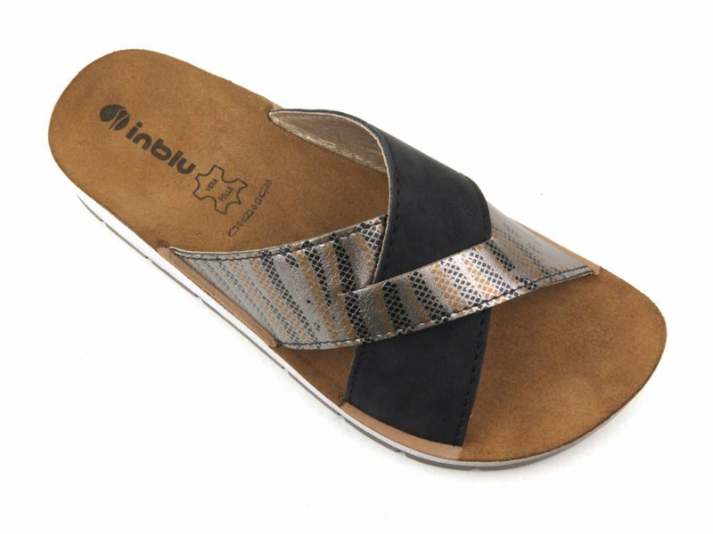 Klapki damskie ze skrzyżowanymi paskami - INBLU CP-38, czarne