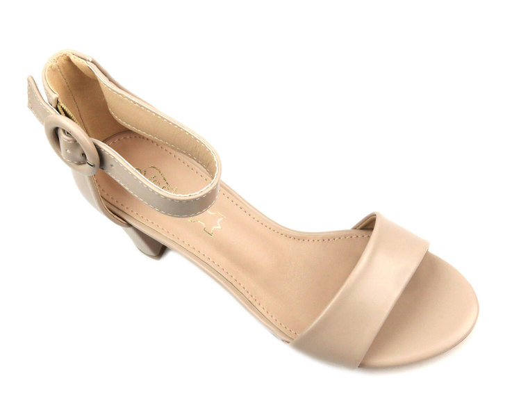 Eleganckie sandały damskie na słupku- Evento 20SD98-1617, beżowe