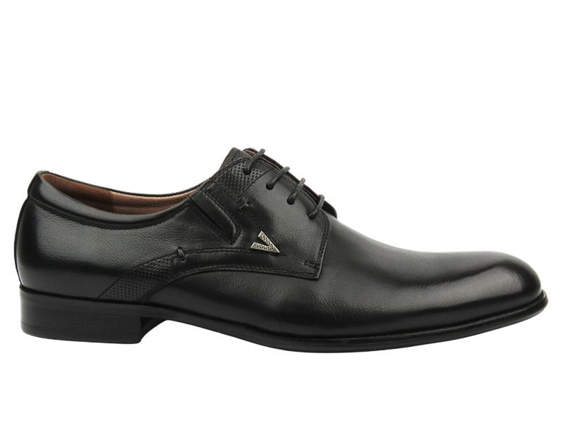 Eleganckie półbuty męskie skórzane - JOHN DOUBARE 720-86-T1, czarne