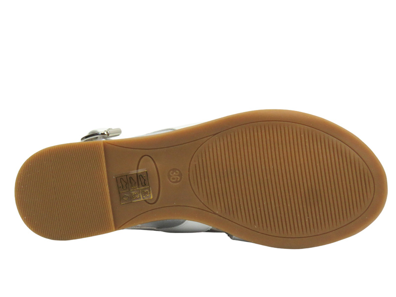 Skórzane sandałki damskie - Cambell 25-00658, białe