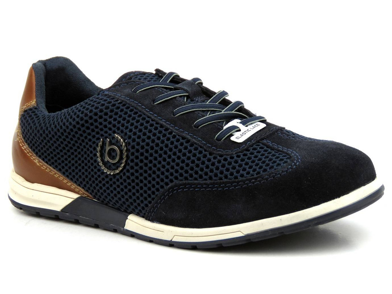 Sneakersy męskie z siateczkową cholewką - BUGATTI 331-A7M02-1469, granatowe