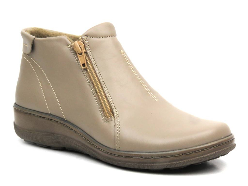 Wygodne botki damskie na dwa zamki - HELIOS Komfort 642, cappuccino