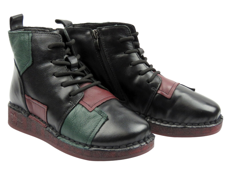 Skórzane botki damskie czarne Cambell 25-15306