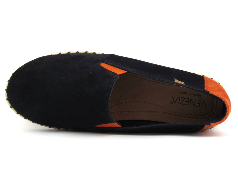 Espadryle męskie ze skóry zamszowej - VENEZIA 433-16392, granatowe