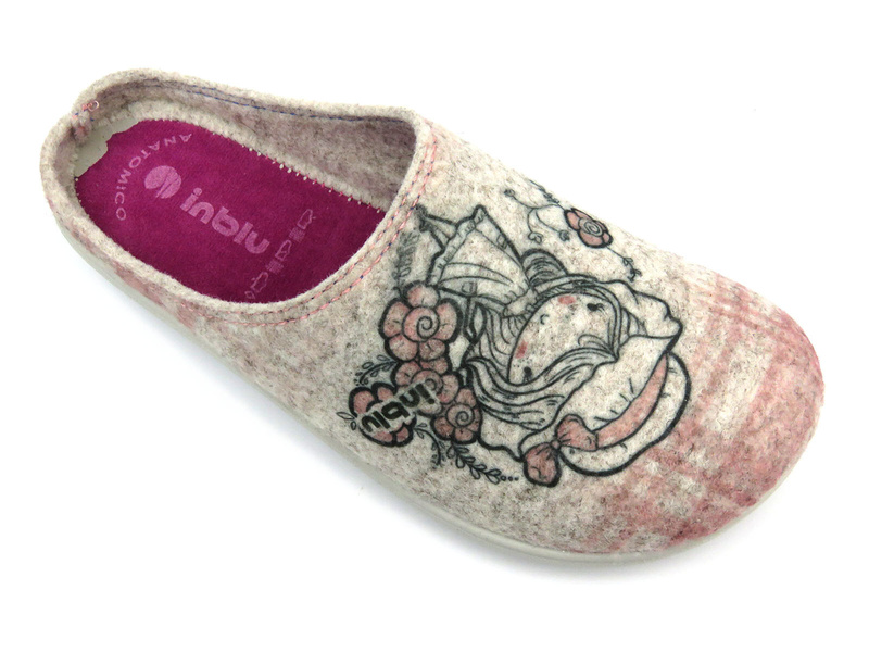 Kapcie damskie, dziewczęce z miękką wkładką - INBLU TIGRE BS-61, beżowo-różowe