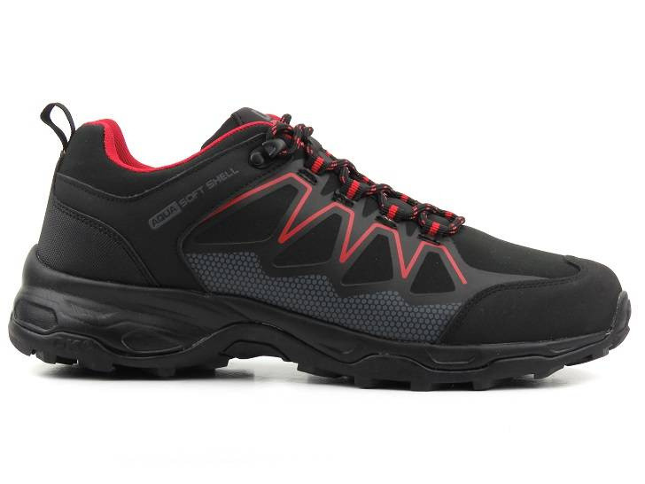 Trekkingi męskie przed kostkę - DK Soft Shell 1068, czarne z czerwienią
