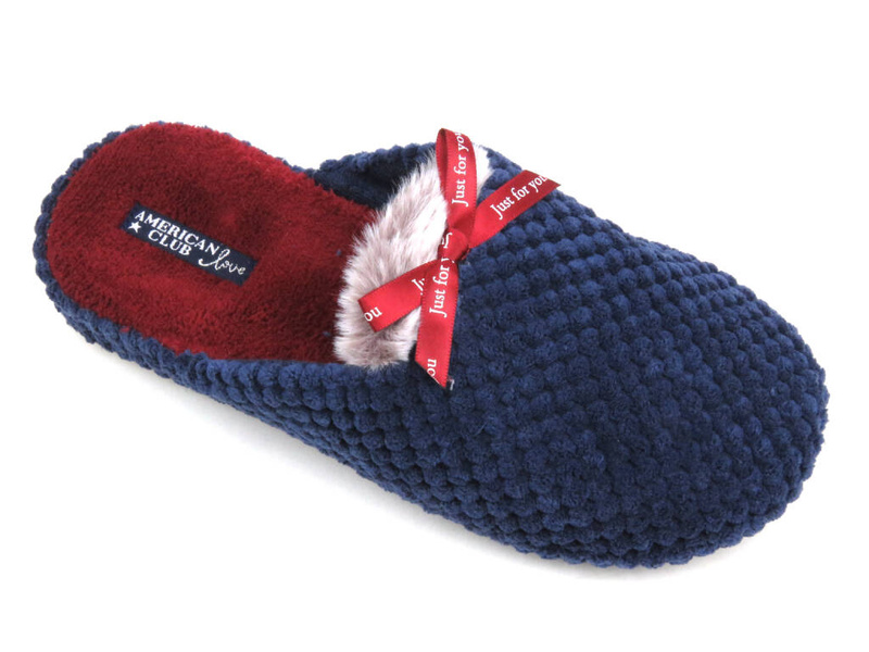 Ciepłe kapcie damskie- American SL 13/23, granatowe