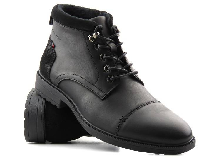 Eleganckie trzewiki męskie ze skóry naturalnej - AMERICAN CLUB CY67/22, czarne