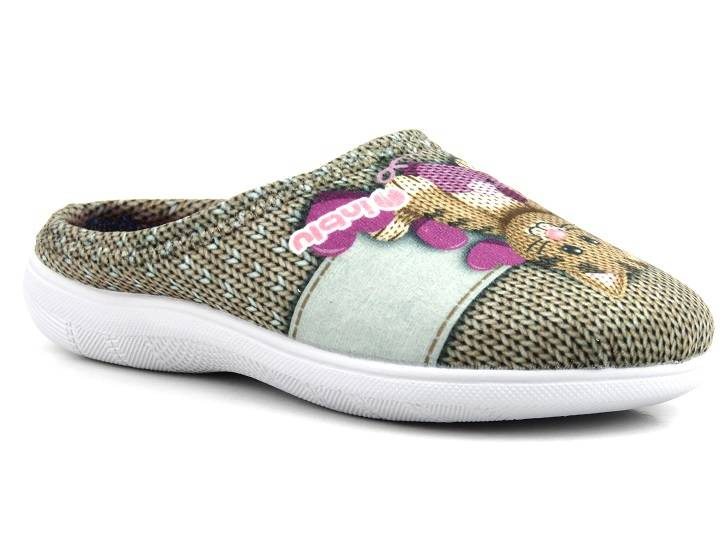 Kapcie damskie z kotem - INBLU CAMILLE, beżowe