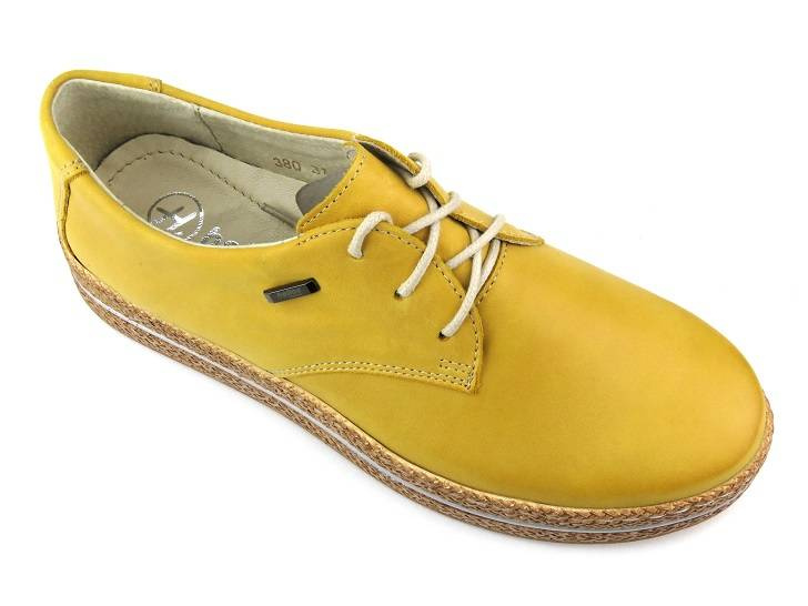 Półbuty damskie wiosenne a la espadryle - HELIOS Komfort 380, żółte
