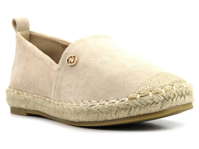 Espadryle, półbuty damskie na lato - Evento 22TX35-4592,  beżowe
