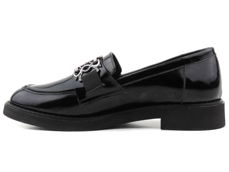 Mokasyny damskie z ozdobą - VENEZIA 0411904652, czarne