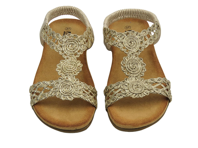 Sandały damskie na płaskiej podeszwie wsuwane złote Artiker 56C1281