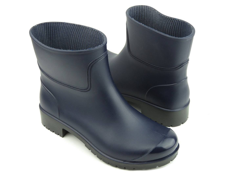 Kalosze damskie na niewielkim obcasie - REALPAKS BG-6/2, granatowe