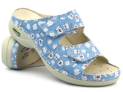 Wysokojakościowe klapki damskie, medyczne- Nursing Care WG8F56, niebieskie