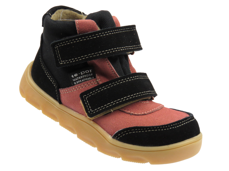 Trzewiki, półbuty dziecięce na rzepy - Jamet 1124, czarno-różowe