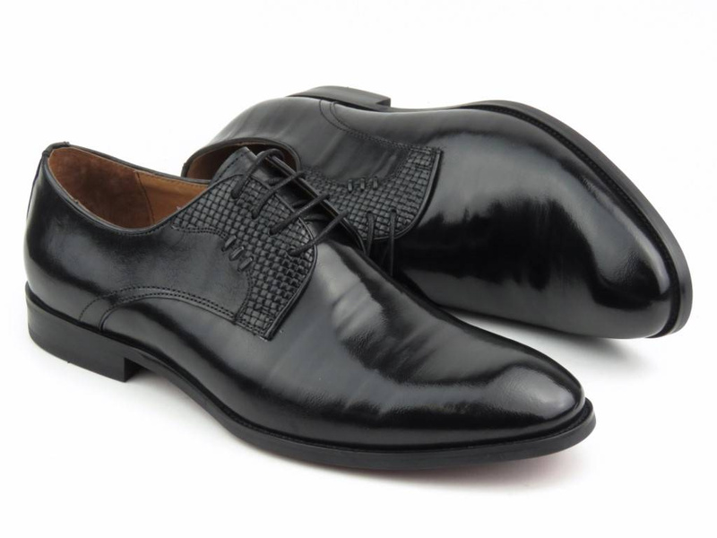 Wysokogatunkowe półbuty męskie wizytowe JOHN DOUBARE Y353-24-434, czarne