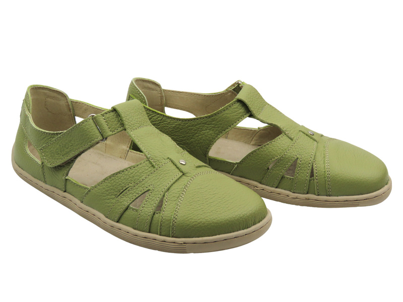 Barefoot skórzane minimalistyczne półbuty damskie zielone Helios Komfort 466