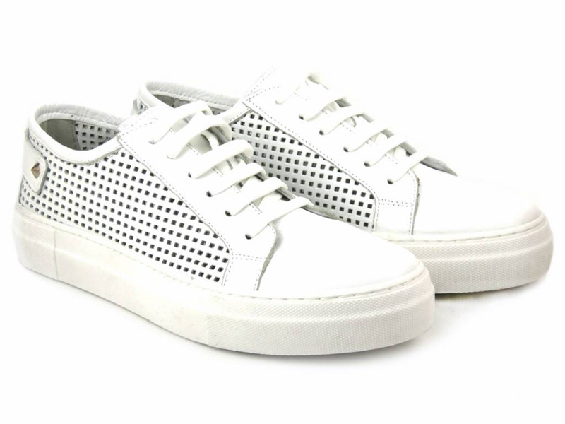 Buty sportowe damskie na wiosnę i lato - VENEZIA 369, białe