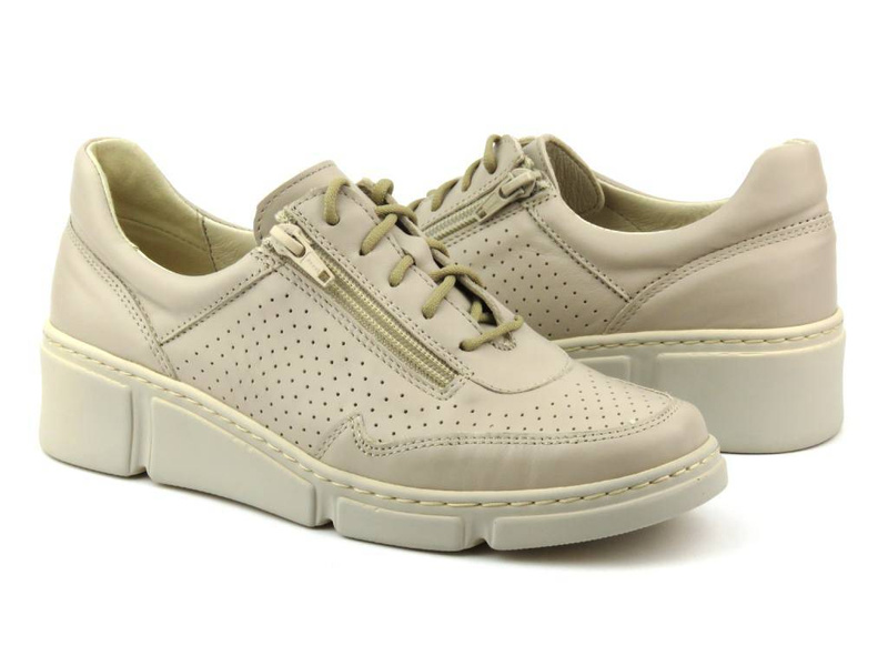 Wygodne, lekkie sneakersy damskie - Wasak  0677, beżowe