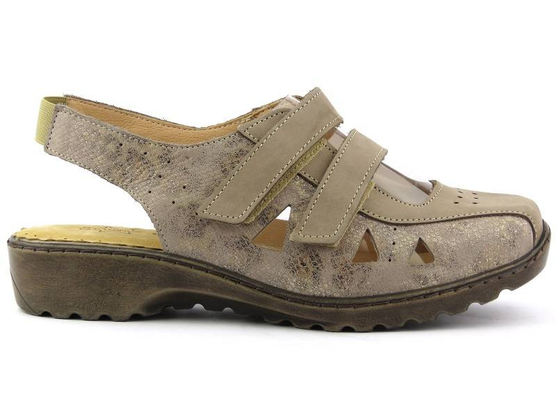 Wygodne sandały damskie o tęgości G 1/2 - Axel 2498, beżowe