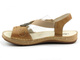 Skórzane sandały damskie z klamrą - Helios Komfort 672, jasnobrązowe