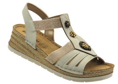 Sandały damskie ze skórzaną wkładką beżowe Inblu RV-15, beżowe