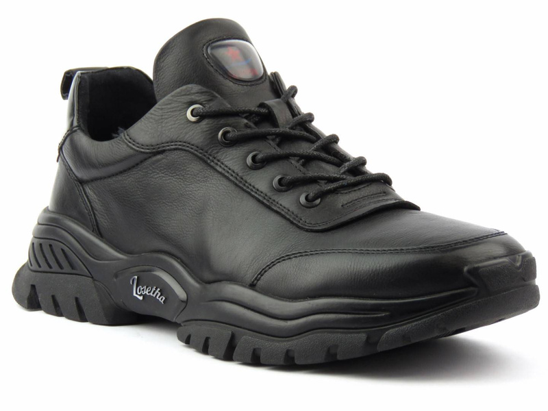 Sneakersy męskie na grubej podeszwie - JOHN DOUBARE H1706-W30-A59, czarne