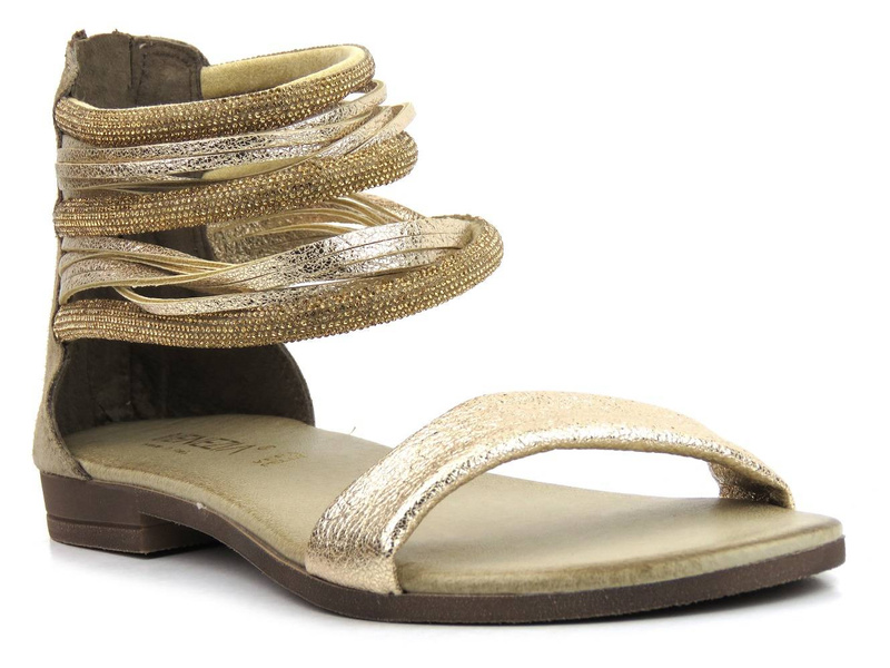 Płaskie sandały damskie, gladiatorki - VENEZIA 7067, złote
