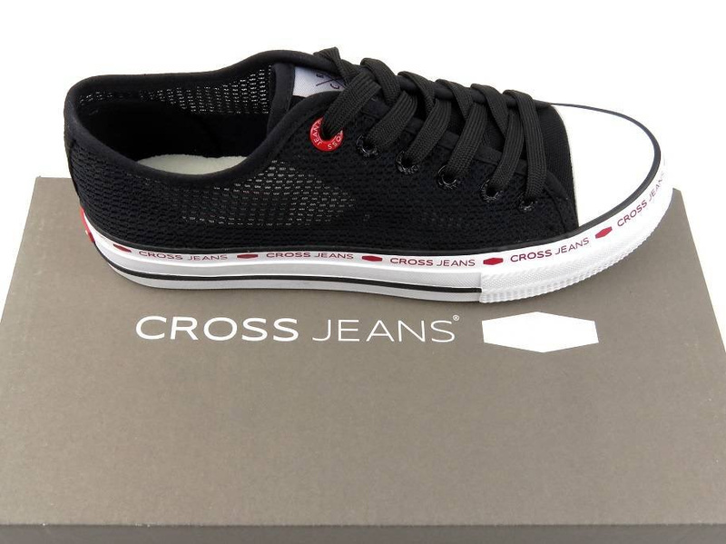 Siateczkowe trampki damskie na wiosnę i lato - Cross Jeans FF2R4015C, czarne