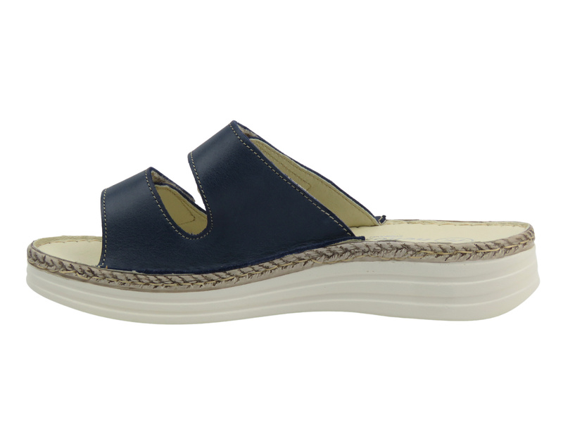 Wygodne, miękkie klapki damskie HELIOS Komfort 122, granatowe