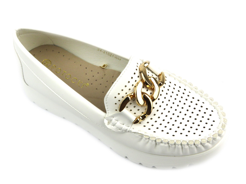 Półbuty damskie na platformie - Potocki 24-21021, białe