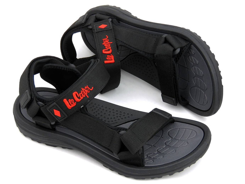 Sportowe sandały męskie na rzepy - Lee Cooper 22-34-0945M, czarne