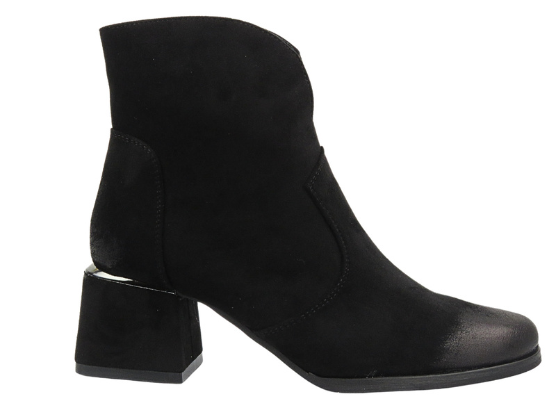 Ażurowe botki na delikatnym obcasie - Potocki 24-12422,czarne