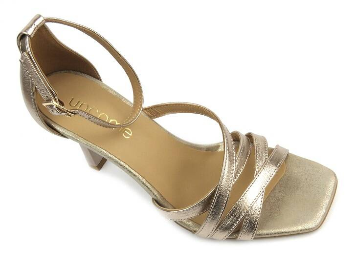 Sandały damskie na obcasie - UNCOME 38400 ,złote