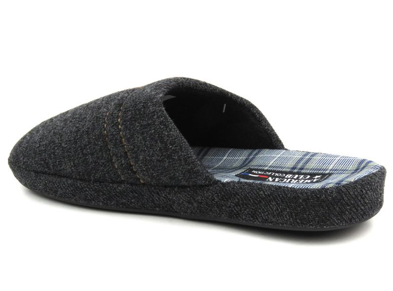 Kapcie męskie z miękkiego materiału - American Club SL01/23, czarne