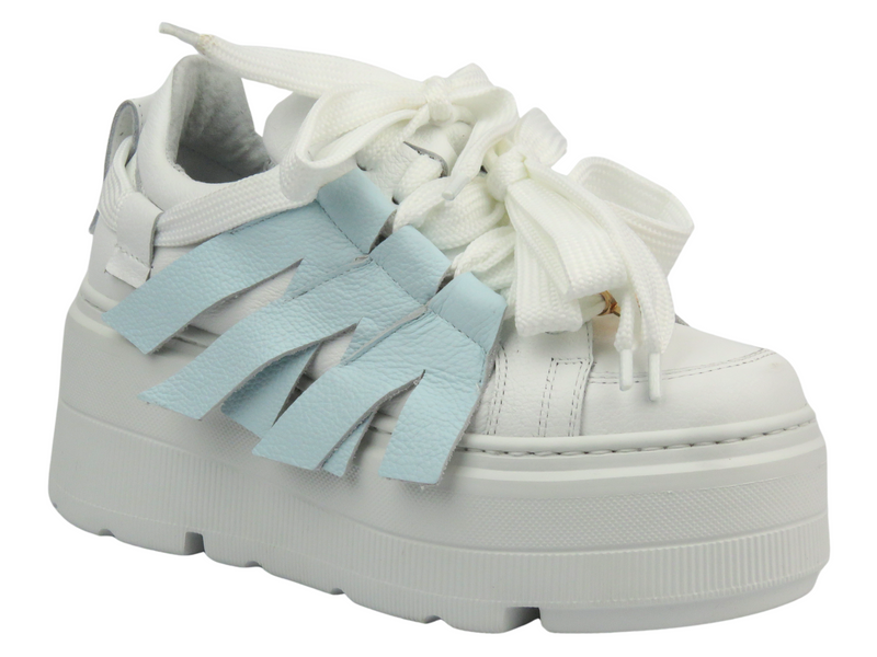 Sportowe buty damskie na platformie - Eksbut 2F-7033-L91/S83, białe