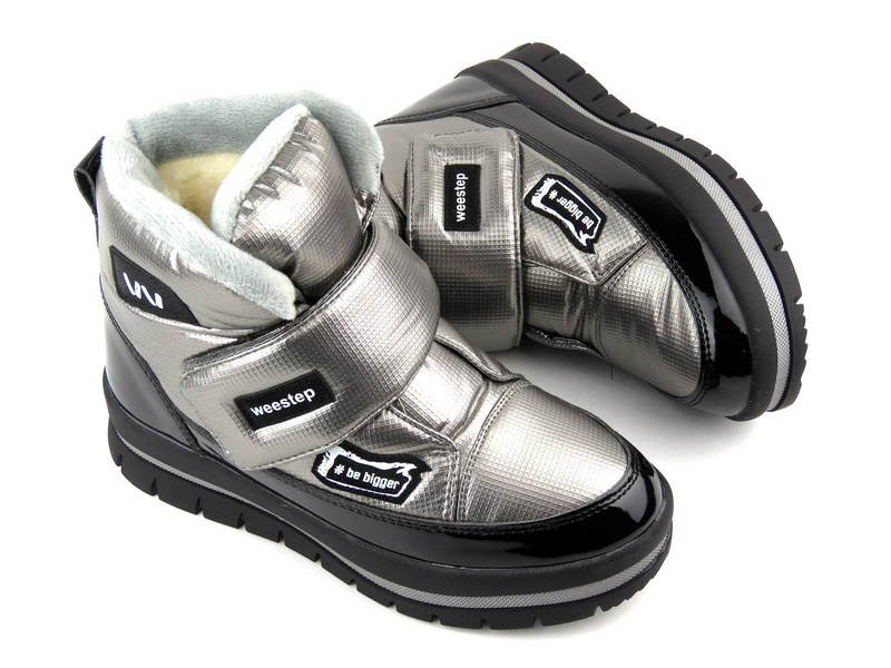 Ciepłe śniegowce dziecięce na rzep - WEESTEP R531858811TH, srebrne