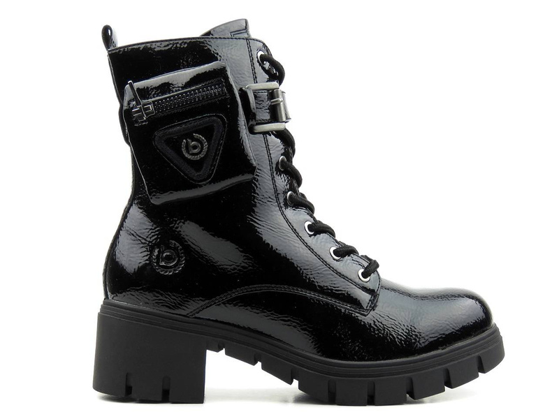 Botki damskie, trapery z efektowną saszetką - BUGATTI 431-A4T33-5700, czarne