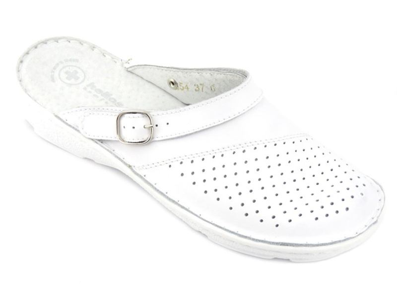 Wygodne klapki damskie sanitarne - Helios Komfort 654, białe