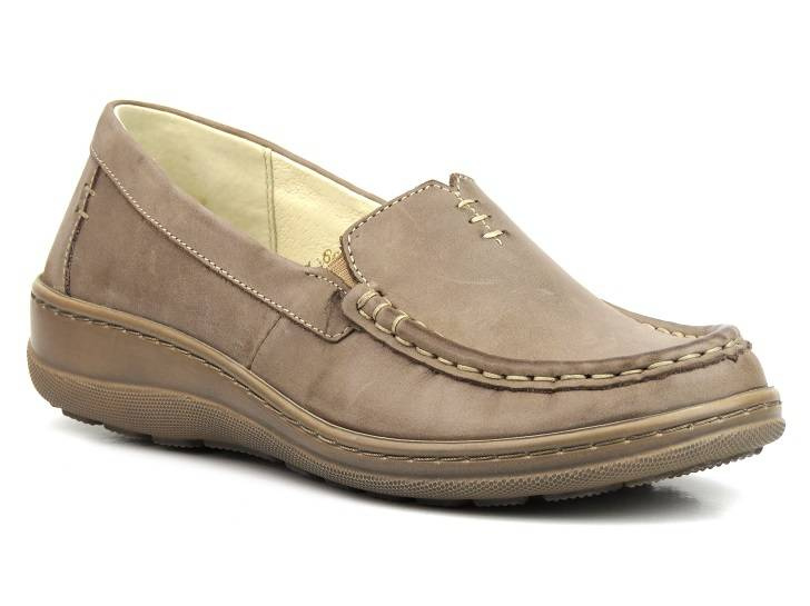 Mokasyny damskie ze skóry naturalnej - Helios Komfort 665, beżowe
