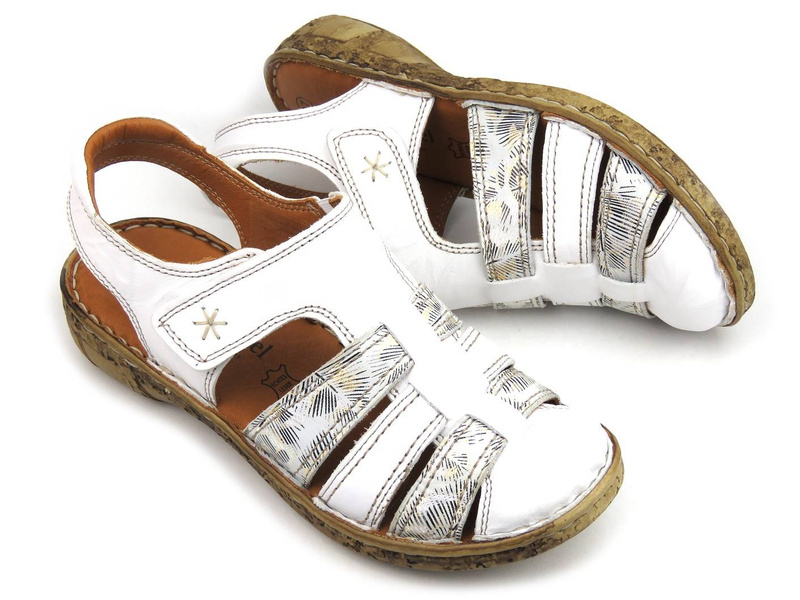 Wygodne sandały damskie z zakrytymi palcami - COMFORTABEL 720009-03, białe